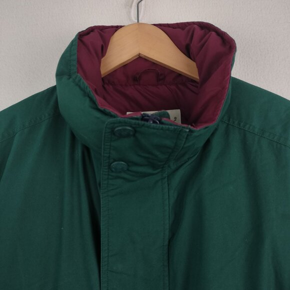 Eddie Bauer Goose Down Jacket Men Sz XL Green Winter Puffer Bomber Ski Coat Zip - Picture 3 of 16